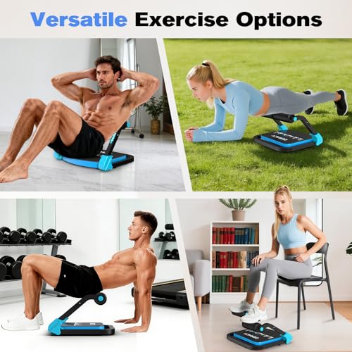 DERACY Sit Up Exercise Equipment, Adjustable Ab Machine, Multi-Functional Sit Up Machine, Ab Workout Equipment, Ab Trainer Machine for Women Men - color: BLUE