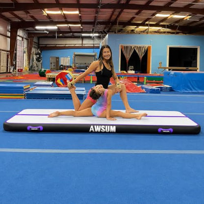 AWSUM Inflatable Gymnastics Mat, Tumble Track Air Mats with Pump - color: Pink/Pink, size: 16ft*3.3ft*8in(5*1*0.2M)