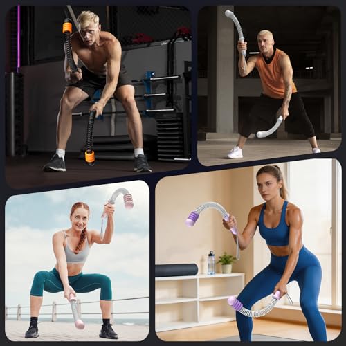2PCS Adjustable Weighted Ropeless Battle Ropes, Heavy Duty Cordless Battle Rope, HIIT, Cardio, Full-Body Workout Tool, Non-Slip Spiral Handles, Home Gym Equipment, Women and Men Black