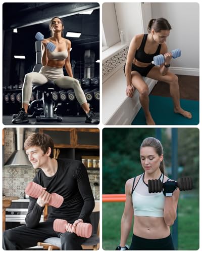 YOTTOY Adjustable Dumbbell Set of 2, 4-in-1 Hand Weights for Women at Home, Compact Free Weights Dumbbells Set with Soft Grip and Base, 2-5 lbs Each for Home Gym - color: Blue