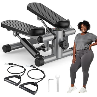 OLIXIS Stepper Machine with Resistance Bands - Mini Stair Stepper for Home Exercise, Portable Weight Loss & Full Body Workout Equipment