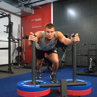 Gronk Fitness Compact Push Sled | Heavy-Duty Weight Sled for Pushing, Pulling, and Sprint Training | Removable Push Arms | Compatible with Olympic Plates | Indoor & Outdoor Conditioning Tool