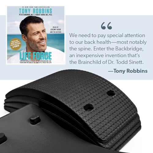 (Grey) + The Back Pain Relief Diet Book, Lower & Upper Back Stretcher For Lumbar Support, Spine Alignment & Back Pain Relief By Dr. Sinett