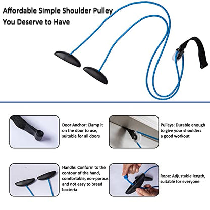 Shoulder Pulley Over The Door Physical Therapy System, Exercise Pulley, Alleviate Shoulder Pain and Facilitate Recovery from Surgery - color: Blue