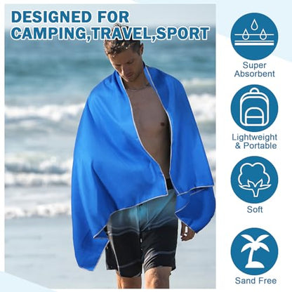 4 Sets Quick Dry Towels 8 Pcs Drying 2 Sizes Microfiber Travel Towel for Camping Beach Hiking Yoga Swim Camping Gym and Travel with Mesh Bag