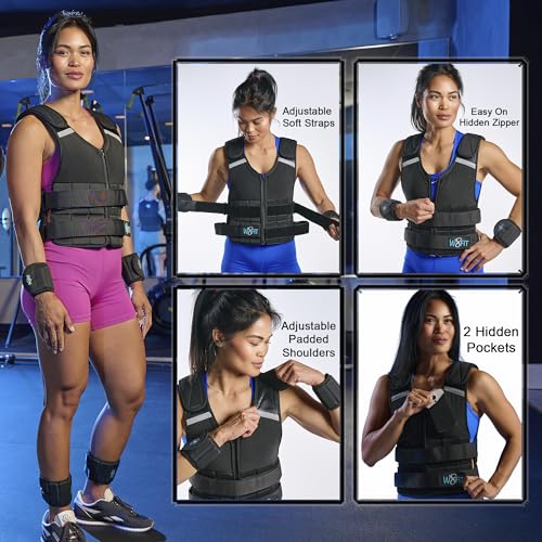 Premium Adjustable Weighted Vest for Women & Men – NO SHOULDER PRESSURE for Walking, Rucking & Strength Training with Zipper, Removable Thin Weights, Reflective Strips - size: Unisex 10 LB