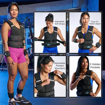 Premium Adjustable Weighted Vest for Women & Men – NO SHOULDER PRESSURE for Walking, Rucking & Strength Training with Zipper, Removable Thin Weights, Reflective Strips - size: Unisex 10 LB