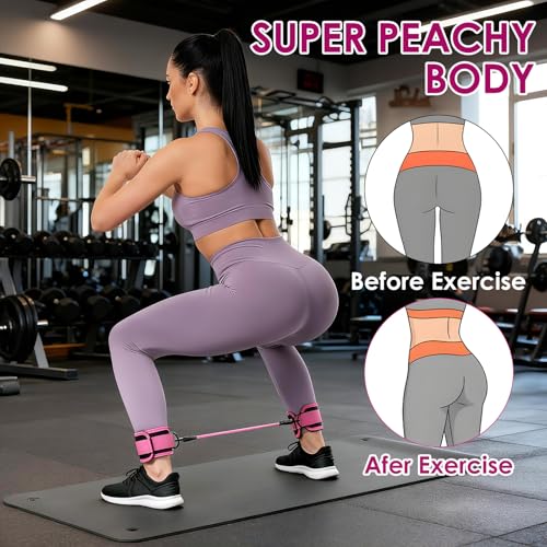 Resistance Bands Set, Adjustable Ankle Exercise Bands with Cuffs Home Gym Workout Fitness Equipment with Carry Bag for Women Leg Booty Butt Lift Kickbacks Hip Training Working Out Yoga