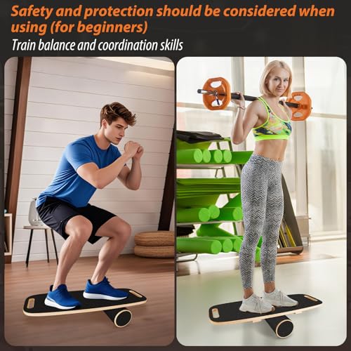Balance Board for Adults | Wobble Board with Adjustable Stoppers - 3 Different Distance Options | Wooden Balance Boards for Improve Balance, Surf Trainer & Physical Therapy
