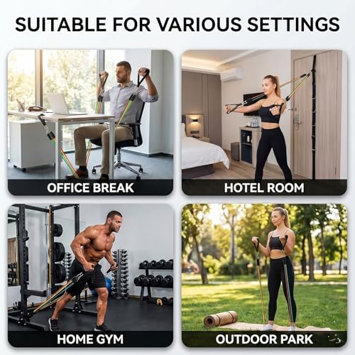 Resistance Bands 9 Pack Set for Home Gym, Adjustable Resistance Bands with Door Anchor Handle Ankle Straps - color: Mix