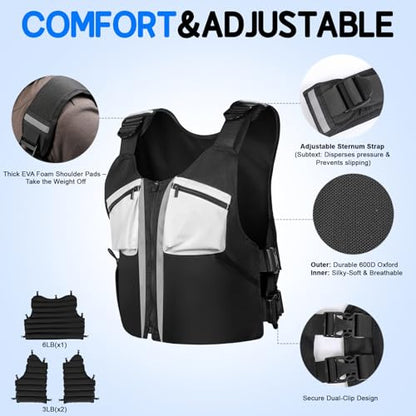 Weighted Vest,Weighted Vest for Women Men adjustable weights for walking,11-20lb Running Vest with Reflective Stripe, Rucking Vest for Strength Training & Cardio Workouts&with Phone Pouch