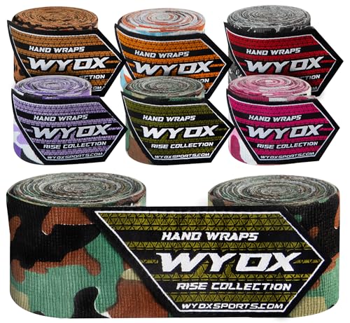 WYOX Gel Boxing Hand Wraps for Men Women – Elasticated Padded Long Wrist Straps Cotton & Nylon Blend for Muay Thai MMA, Kickboxing, BJJ Combat Sports Training - color: Army Green, size: 4.5 meter