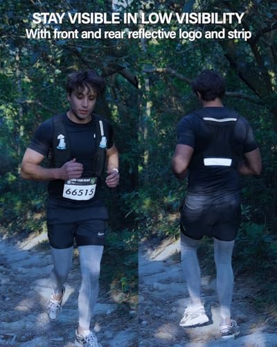 Running Vest for Women Men, USA Original Patent, Adjustable Chest Straps Running Hydration Vest with 500ml Soft Flask, Lightweight Reflective Hydration Backpack for Marathon