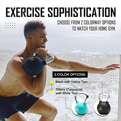 ZIVA Premium Kettlebell – Commercial Grade Rubber Urethane Coated Free Weights for Strength, Conditioning, Home Gym Workouts – Alloy Steel Grip – Available 5–50 lbs