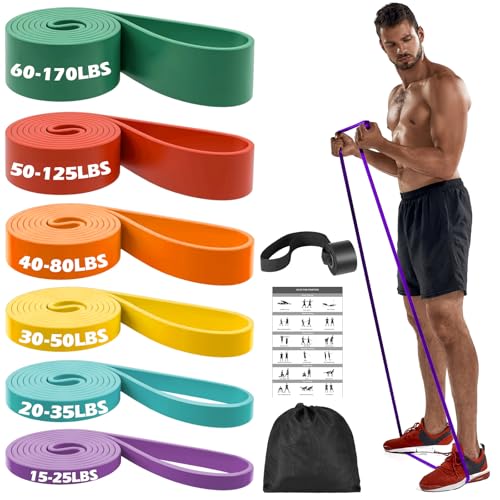 Zacro Resistance Bands Set with Door Anchor, Heavy Duty Pull Up Exercise Bands for Working Out, Muscle Power Strength Training, Physical Therapy, Home Fitness Gym Equipment for Men & Women - color: Green+Red+Orange+Yellow+Cyan+Purple