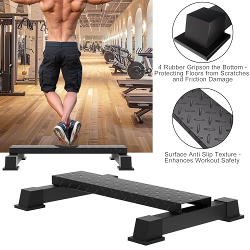 Calf Raise Block, Heavy-Duty Steel Calf Trainer, Multifunctional Standing Calf Workout Bar for Stretching, Squat, Foot Flexibility, Anti-Slip Solid Platform for Home Gym (Straight Board)