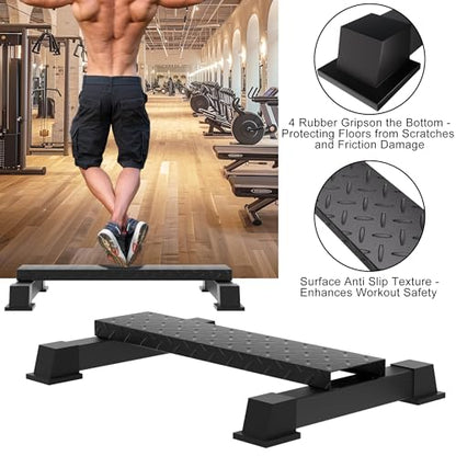 Calf Raise Block, Heavy-Duty Steel Calf Trainer, Multifunctional Standing Calf Workout Bar for Stretching, Squat, Foot Flexibility, Anti-Slip Solid Platform for Home Gym (Straight Board)