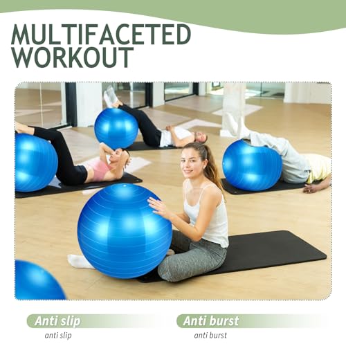 Hungdao 6 Pack Exercise Ball Bulk Inflatable Pregnancy & Workout Ball 22 Inch Heavy Duty Pilates Ball for Yoga Stretching Therapy Balance Physical Fitness - color: Blue