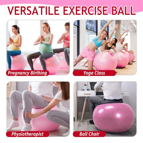 Hungdao 6 Pack Exercise Ball Bulk Inflatable Pregnancy & Workout Ball 22 Inch Heavy Duty Pilates Ball for Yoga Stretching Therapy Balance Physical Fitness - color: Pink