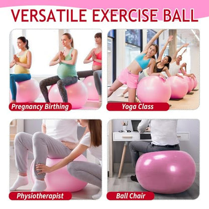 Hungdao 6 Pack Exercise Ball Bulk Inflatable Pregnancy & Workout Ball 22 Inch Heavy Duty Pilates Ball for Yoga Stretching Therapy Balance Physical Fitness - color: Pink