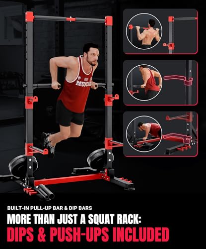 YOLEO Smith Machine & Squat Rack Combo, Multi-Functional Power Racks with Adjustable Width & Pull-Up Bar, Cable Crossover Power Cage, Independent Dual-Pulley System for Home Gym Garage Basement