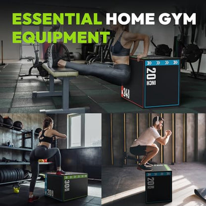 HANDBODE 3-in-1 Plyometric Box, Jump Training Equipment - style: 16 lb (20 x 24 x 30 inch)-C