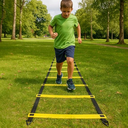 Ladder Agility 6 Meters (19.7 Feet) 12 Rung, Set Training with Bag Carry & Cones Soccer 10, Equipment Training Soccer, Drills Agility, Speed, and Coordination