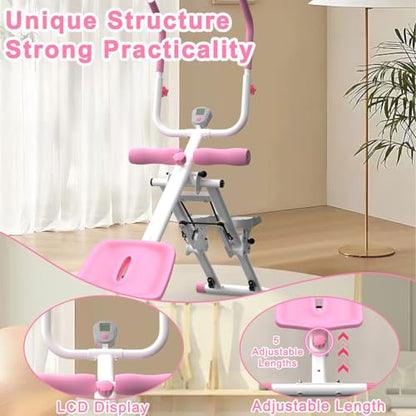 2-in-1 Stair Stepper & Ab Machine, Multi-Function Vertical Climber for Home Gym, Full-Body Cardio & Core Workout Equipment with Adjustable Handlebar, Silent Rollers, 300 LBS Capacity