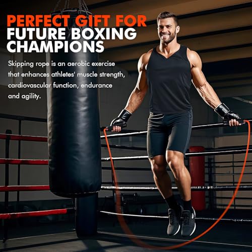 KUTIZE Jump Rope, Weighted Jump Rope for Men Women, Adjustable 1lb Heavy Skipping Ropes, Suitable for Boxing, Cardio, Home Fitness, Training Muscle, Home Gym Workout Equipment for Full Body Exercise - style: 1-Orange-1LB