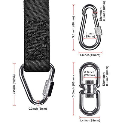 Dolibest Punching Bag Hangers Strap, Heavy Bag Strap Hanger for Home Gym Training Workout Fitness Conditioning Pull Ups and Dips Exercises Equipment - color: Black with swivel