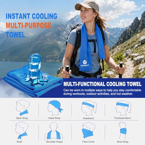 2 Pack Cooling Towels (47"x12"), Ice Cool Neck Towel, Soft Breathable Microfiber for Yoga, Golf, Gym, Running, Camping & Hot Weather - color: Purple/Pink