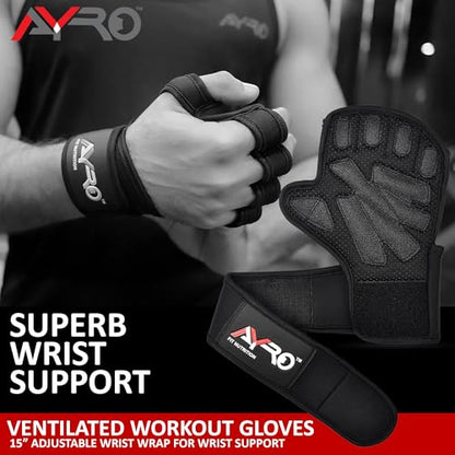AYRO Workout Gloves for Men & Women – Gym Gloves for Men, Weight Lifting Gloves, with Wrist Support, Breathable Palm Padding, Non-Slip Grip – Ideal for Gym, Fitness, Cross Training, Cycling Gloves