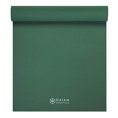 Gaiam Essentials 1/4" Thin (6mm) Yoga & Pilates, Fitness & Exercise Mat with Easy-Cinch Carrier Strap Cusion Support For Fitness and Gym Workouts