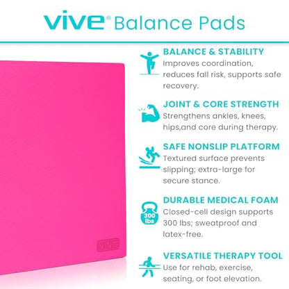 Vive Balance Pad - Foam Large Yoga Mat Trainer for Physical Therapy, Stability Workout, Knee and Ankle Exercise, Strength Training, Rehab - Chair Cushion for Adults, Kids, and Travel