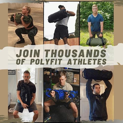 Polyfit Classic Sandbag - Workout Sandbag with 8 Gripping Handles - color: BLACK CAMO, size: Large (50-125lbs)