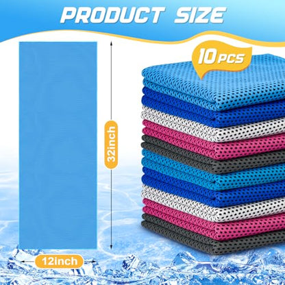 MENOLY 10 Pack Cooling Towels, Sweat Towels Cooling Towels for Neck and Face, Microfiber Towel Soft Breathable Towel for Gym, Yoga, Camping, Running, Fitness, Workout & More Activities(32"x12")