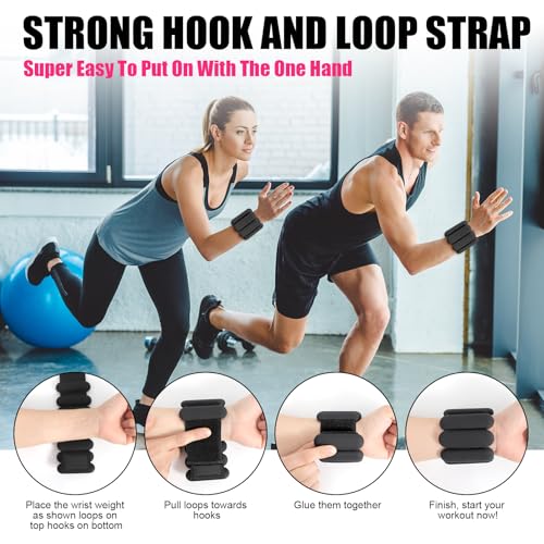 Wrist & Ankle Weights for Women, Wearable Strong Arm & Leg Weights Set of 2(1Lbs Each), Adjustable Ankle Weights for Walking, Yoga, Dance, Barre,Gym,Exercise,Pilates,Walking Running - color: Matte Black