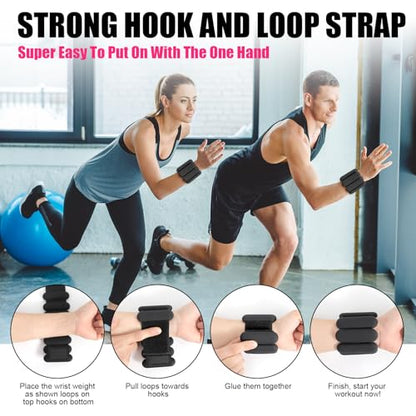 Wrist & Ankle Weights for Women, Wearable Strong Arm & Leg Weights Set of 2(1Lbs Each), Adjustable Ankle Weights for Walking, Yoga, Dance, Barre,Gym,Exercise,Pilates,Walking Running - color: Matte Black