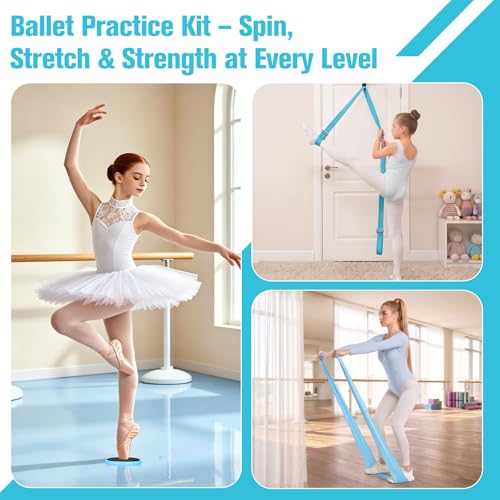 Ballet Practice Kit - Turning Board, Stretching Strap & Resistance Band to Improve Turns, Balance, Spinning for Dance
