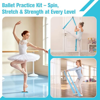 Ballet Practice Kit - Turning Board, Stretching Strap & Resistance Band to Improve Turns, Balance, Spinning for Dance