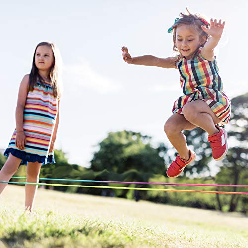 Gejoy 5 Pieces Chinese Jump Ropes Colorful Stretch Rope Elastic Rubber Twist Fitness Game for Outdoor Indoor Play Exercise Toys