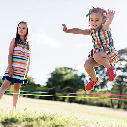 Gejoy 5 Pieces Chinese Jump Ropes Colorful Stretch Rope Elastic Rubber Twist Fitness Game for Outdoor Indoor Play Exercise Toys