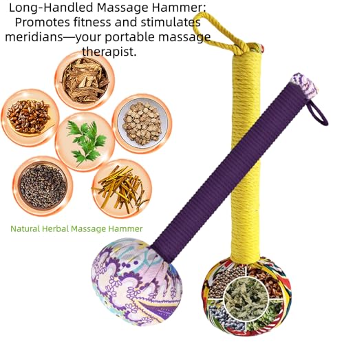Mugwort Massage Hammer, Massage Tools Back, Shoulder & Body - Handheld Percussion Therapy Tool with US Design Patent, (Noble Yellow/deep Purple) - color: Noble Yellow/Deep Purple