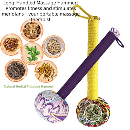 Mugwort Massage Hammer, Massage Tools Back, Shoulder & Body - Handheld Percussion Therapy Tool with US Design Patent, (Noble Yellow/deep Purple) - color: Noble Yellow/Deep Purple