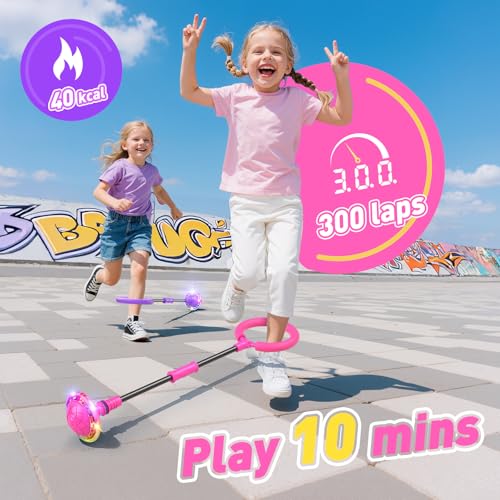 HopeRock Skip Ball Toy for Girls Ages 6-10,Girl Birthday Gifts,3 Fun Modes,Flashing Light-Up Wheel,LED Digital Counter,Replaceable Battery,Girl Birthday Gifts for Age 6-10+ - color: Pink