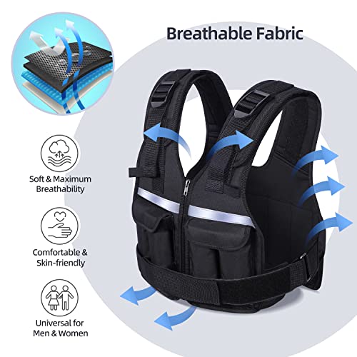 Sportneer Adjustable Weighted Vest Weights: 2-18 lbs/2-42 lbs Washable Weight Vest for Walking 16 In 1 Fast Adjust Rucking Vest for Women and Men Home Gym Running Jogging Strength Training Vests
