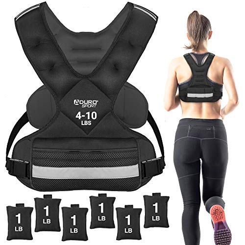 "Aduro Sport Adjustable Weighted Vest Workout Equipment, 4-10lbs/11-20lbs/20-32lbs/26-46lbs Body Weight Vest for Men, Women, Kids" - style: 4-10 Pounds (1.81KG-4.53KG)