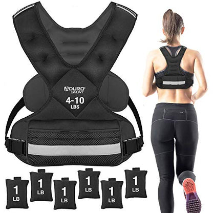 "Aduro Sport Adjustable Weighted Vest Workout Equipment, 4-10lbs/11-20lbs/20-32lbs/26-46lbs Body Weight Vest for Men, Women, Kids" - style: 4-10 Pounds (1.81KG-4.53KG)