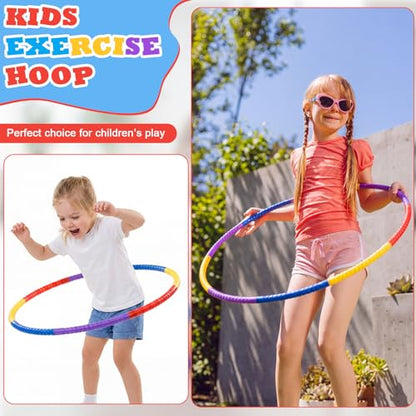 Toy Hoop Detachable Plastic Hoops Exercise Equipment Toy Adjustable Rings for Sports Party Game Dance Pet Training - color: Rainbow Bright Mix