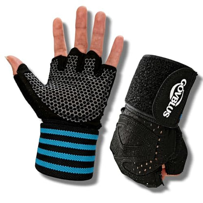 Weightlifting Workout Gloves with 14" Wrist Support - Padded Full Palm Protection Gym Gloves for Men & Women, Anti-Slip Fingerless Exercise Gloves for Weight Lifting, Training, Deadlifts - size: Small